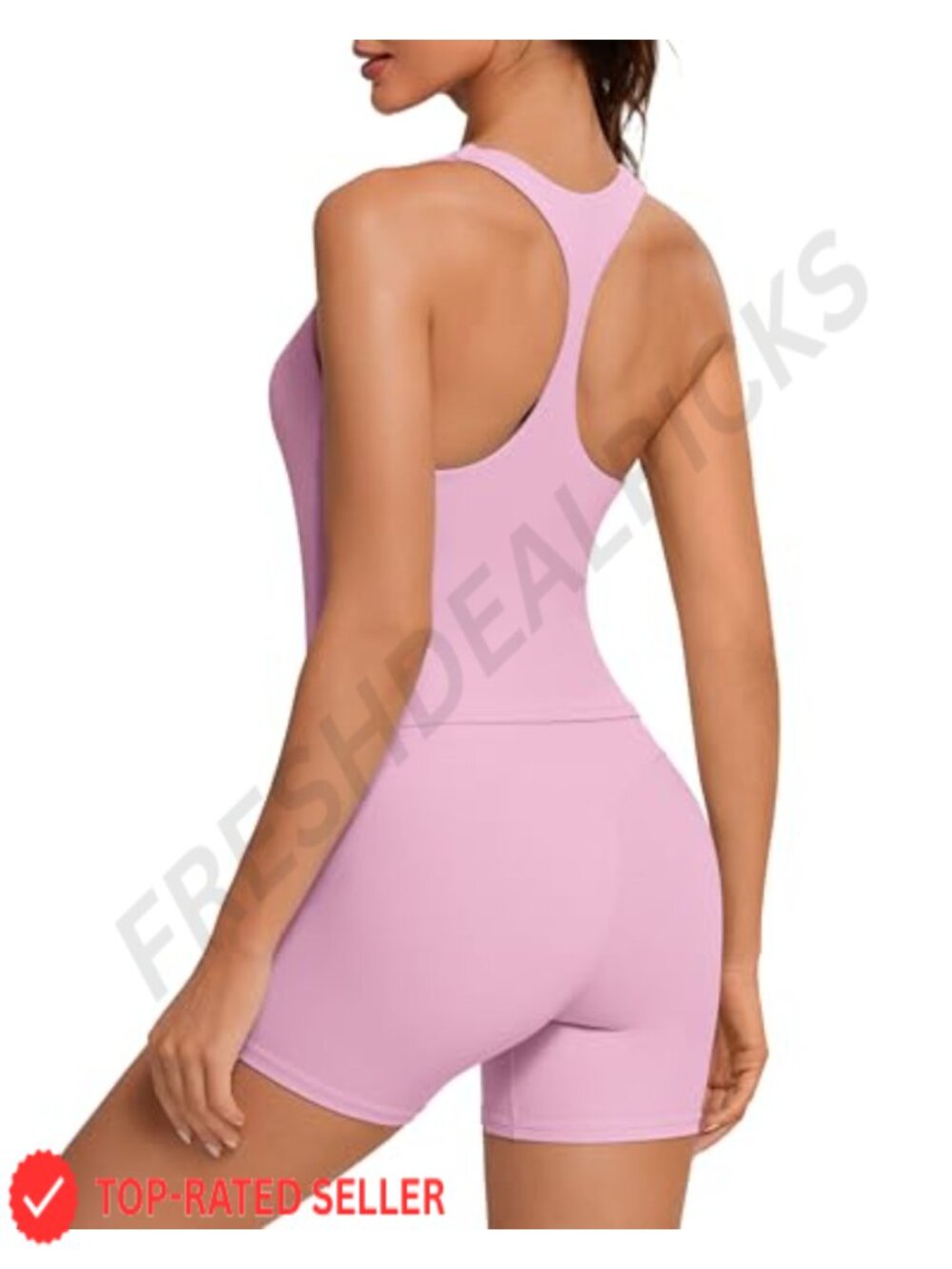 Workout Tank Top with Built in Bra & Biker Shorts Set